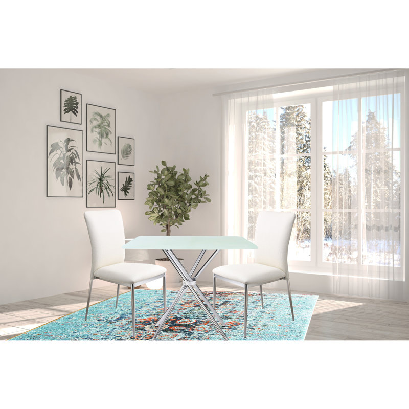 Table carrée moderne en verre trempé givré de 36 po pour la cuisine et la salle à manger