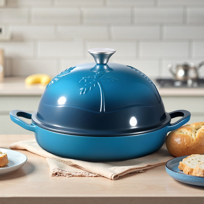 Batterie de cuisine en fonte émaillée avec couvercle et poignées doubles 5 pintes