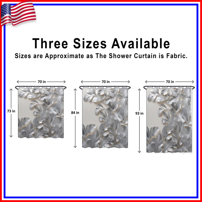 Rideaux de douche argentés à feuilles métalliques extra longs, 70 po l x 72 po H