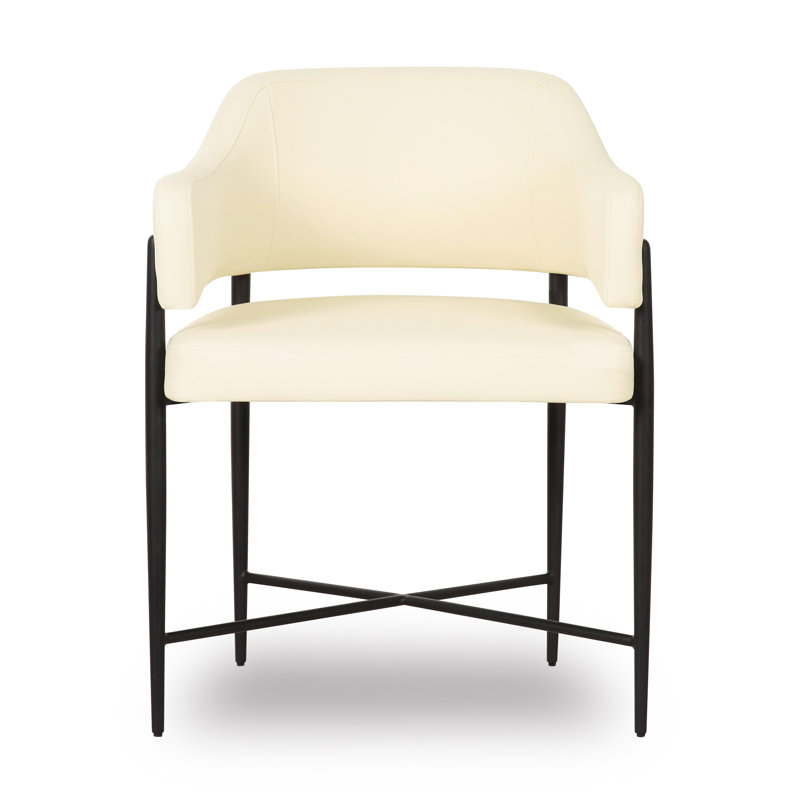 Chaise en cuir Lomeli, Crème, crème