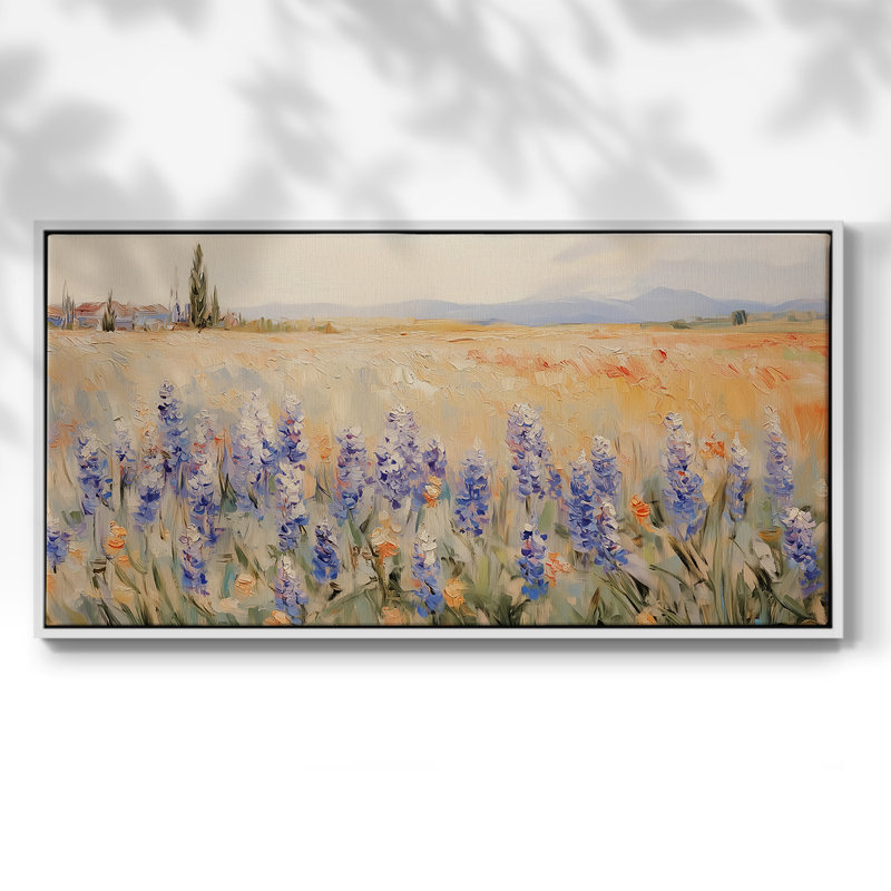 Botanical Series-CECX III- Toile tendue avec châssis tendue, prête à être accrochée, H 21 po x l 41 po, Blanc