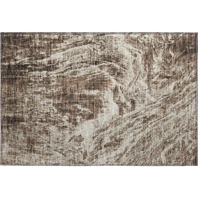 Premium Machine Washable Prisco Brown Rug, Rectangle 1'8" x 2'6"