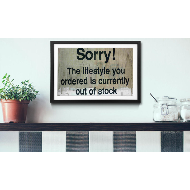 Streetart Out Of Stock by Banksy - Single Picture Frame Print, 64cm H x 84cm W x 2.2cm D