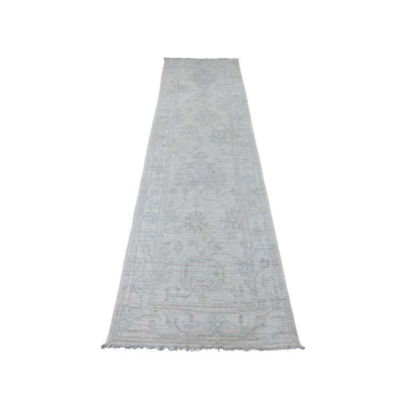 Tapis de couloir blanc en laine noué à la main 2 pi 8 po x 9 pi 8 po Angora F7A282577B194278858B0AC5882BDE5F