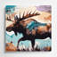 «Southwestern Animals Moose» 37, art mural en métal beige