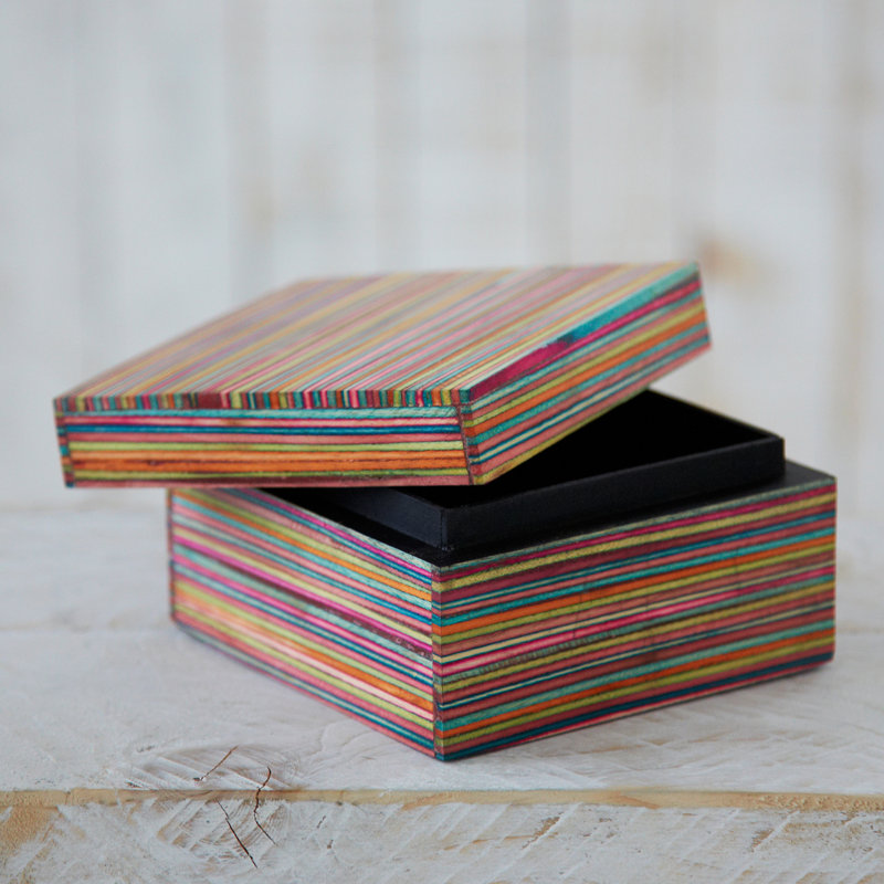 Large Multicoloured Papri Wood Trinket Box