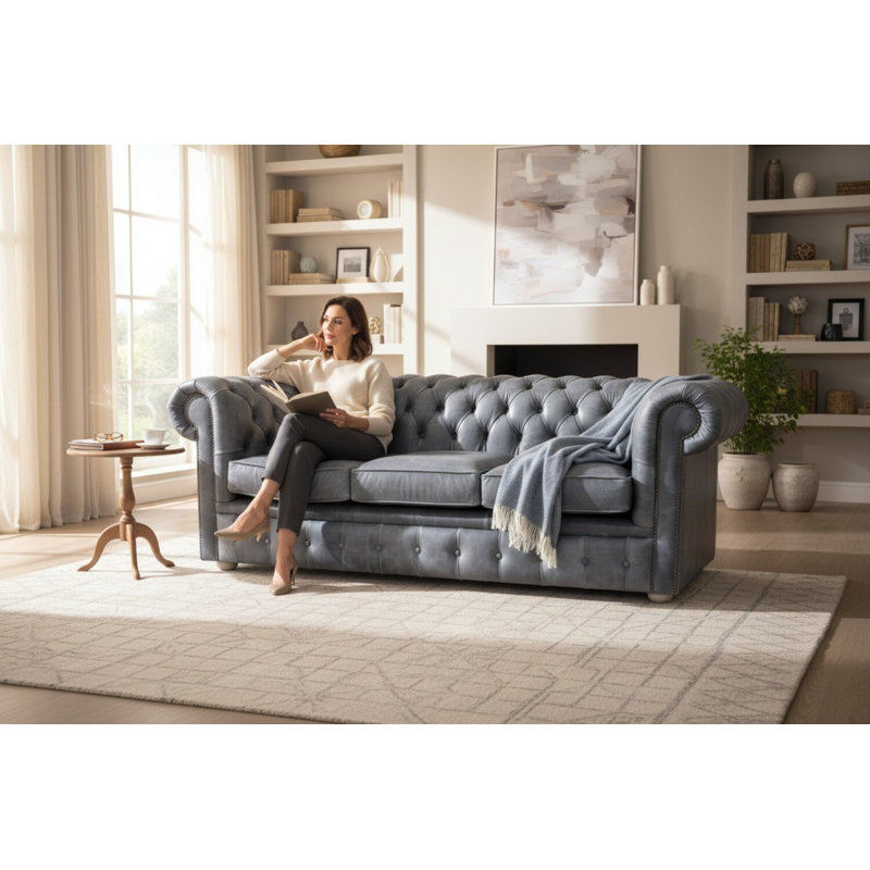 3 Seater Sofa, Cracked Wax Ash