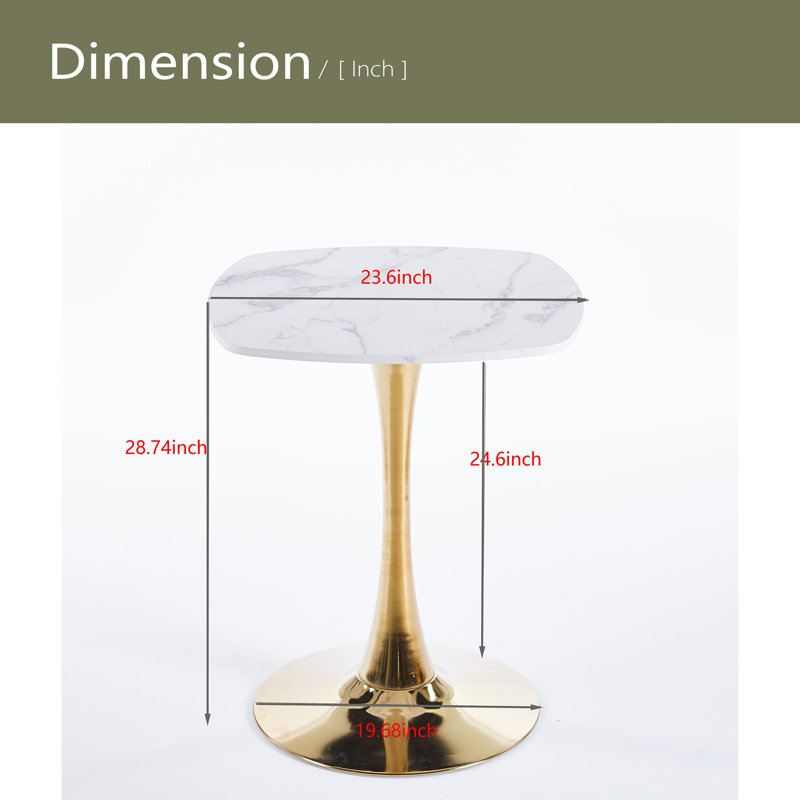 Table à manger 23,62 pouces, Blanc, H 28,93 po x L 23,62 po x P 23,62 po