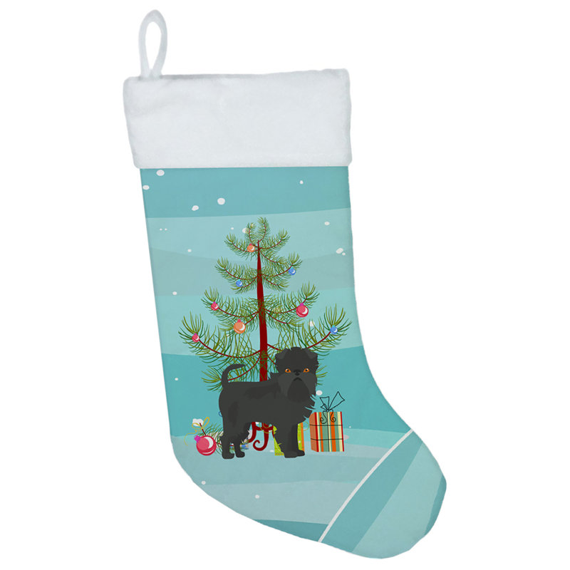 Merry Christmas Tree Stocking, Black Affenpinscher