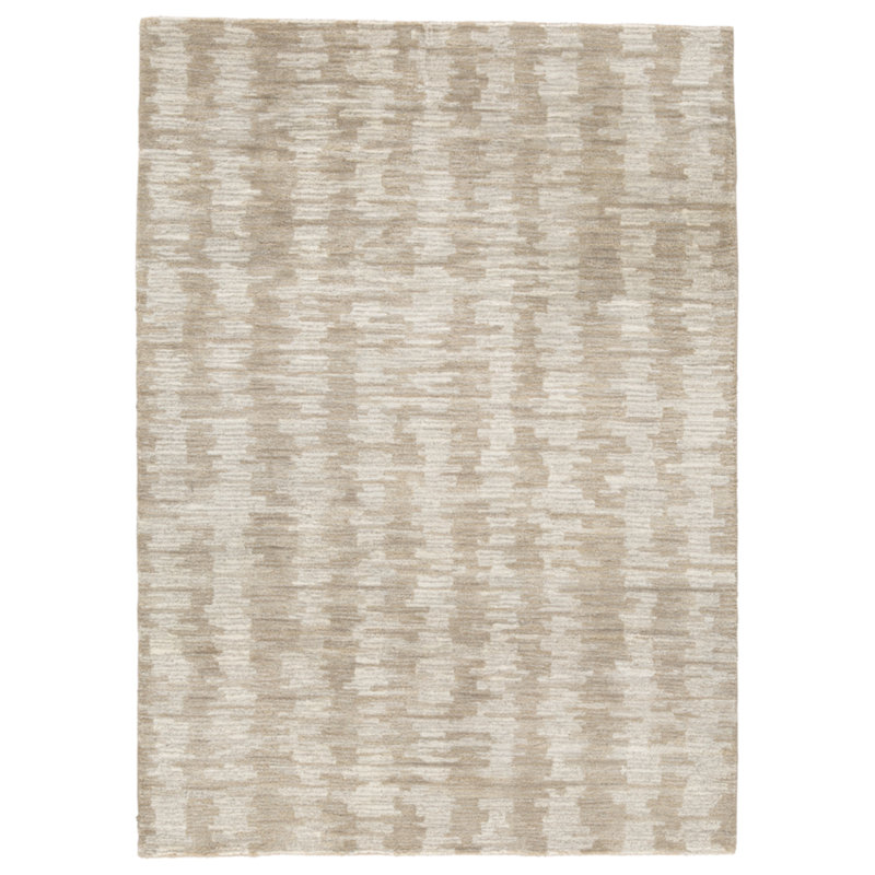 Handmade Tufted Brown and Cream Wool 5' x 7' Rug