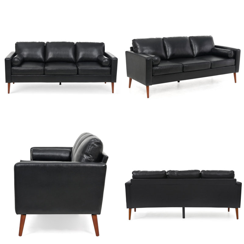 Canapé Kindrick, Similicuir noir