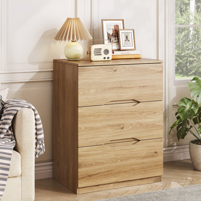 Commode à 3 tiroirs de 23,5 po, commode avec poignée découpée et grand espace de rangement