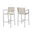 Ensemble de 2 tabourets 29,50 "avec cadre en aluminium antirouille argenté et assise en filet gris pour l'extérieur