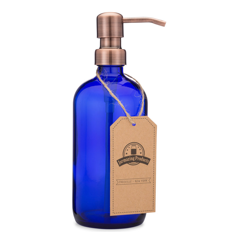 Distributeur de lotion en verre, Cuivre/ bleu