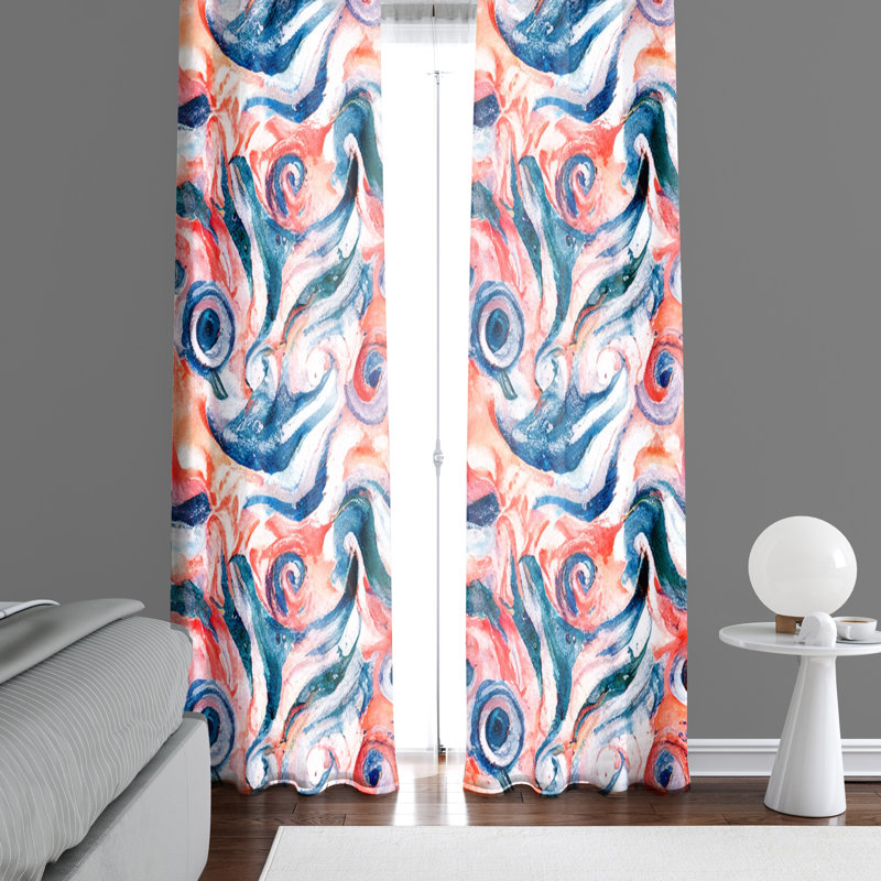 Paire de rideaux semi-transparents en polyester Embrie, L 56 po x L 78 po