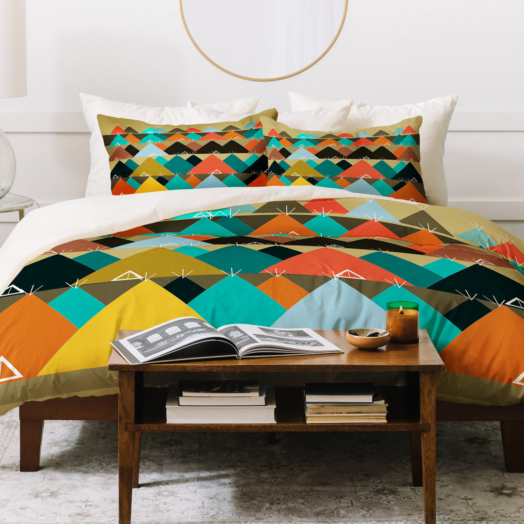 Modern & Contemporary Geometric Shapes Duvet Cover Set Deny Designs 