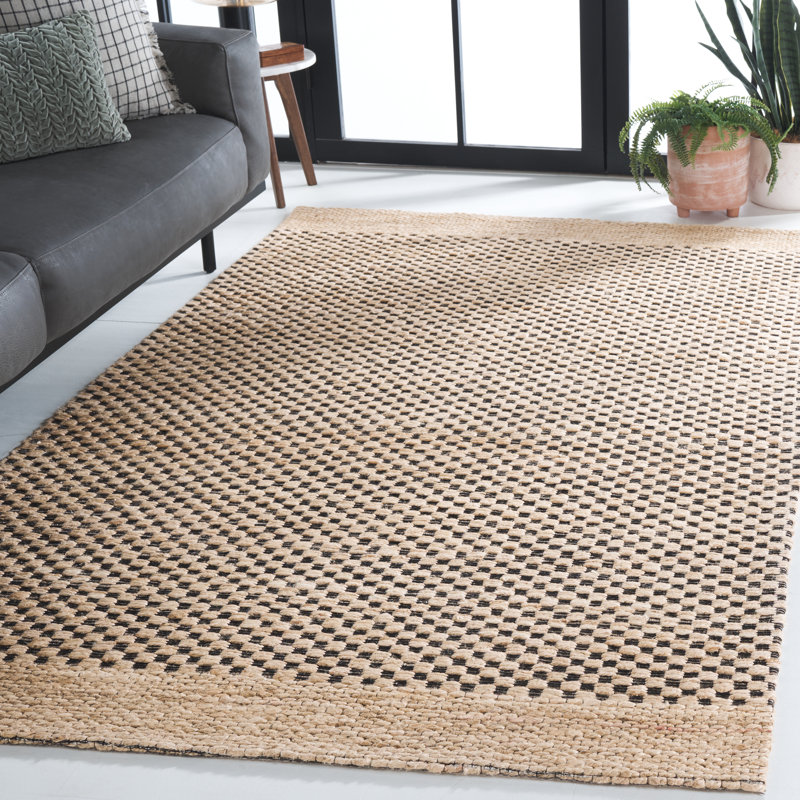 Tapis 675 fibres naturelles beige / noir, Rectangle de 5 pi x 8 pi