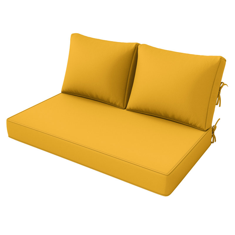 5" Loveseat Cushion Water Repellent & UV-Resistant Patio Furniture Cushions, Removable Outdoor Couch Cushions With Hidden Zipper & Adjustment Staps For Couch, Bench, And Swing