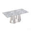 Table de salle à manger en marbre pour 6 personnes, table de salle à manger rectangulaire en faux marbre 70 po avec base en acier inoxydable à finition miroir, table de cuisine moderne en marbre de grande taille (argent, gris) (table unique)-1400406661-1400406680