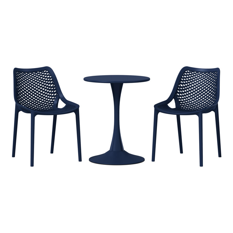 Ensemble repas extérieur 2 personnes, H 28,5 po x l 23,5 po x P 23,5 po, Marine, 2
