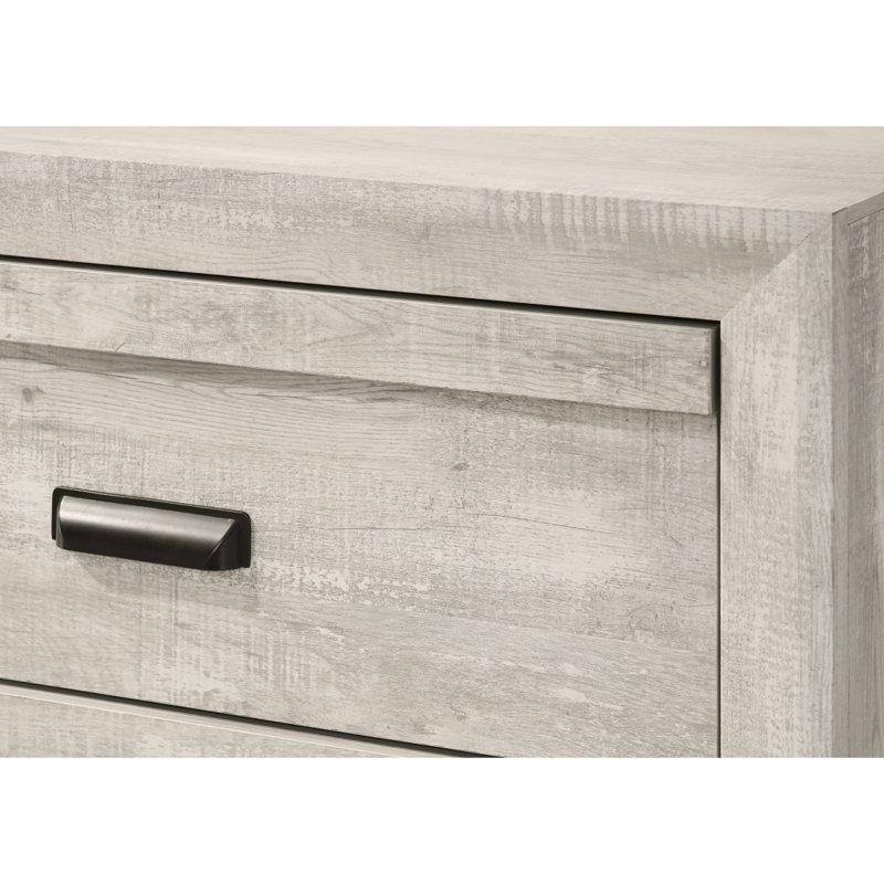 Mobilier de chambre à coucher 1 tiroir contemporain à 6 tiroirs de rangement à finition grise beige rustique, Beige/gris