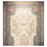 1920s Antique Ivory Floral Medallion India Agra Textile Chain Stitch Gallery Rug