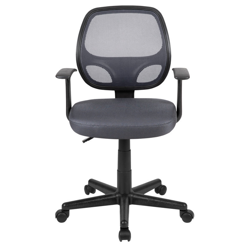 Flash Fundamentals Mid-Back Mesh Swivel Ergonomic Task Office Chair with Arms, Grey