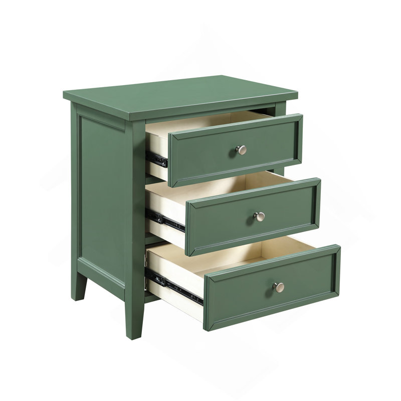 Table de chevet 3 tiroirs, Vert antique