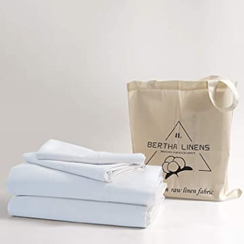 Ensemble de draps en 100 % percale de coton à densité de tissage de 300 fils, Blanc, Drap-housse de taille très grand