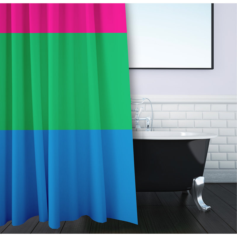 Pansexual Flag Durable Poly Shower Curtain, Pink/Green/Blue