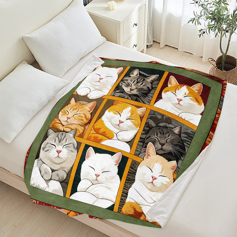 Jeté en flanelle JYK, L 50 po x l 60 po, Grille de couchage pour chats