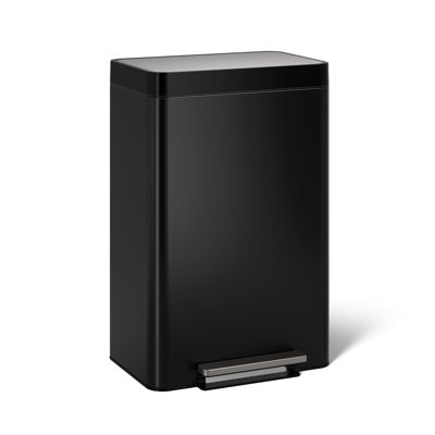 Reset 13 Gallon Kitchen Trash Can, Stainless Steel Hand Free Step Trash Can with Quiet-Close Lid