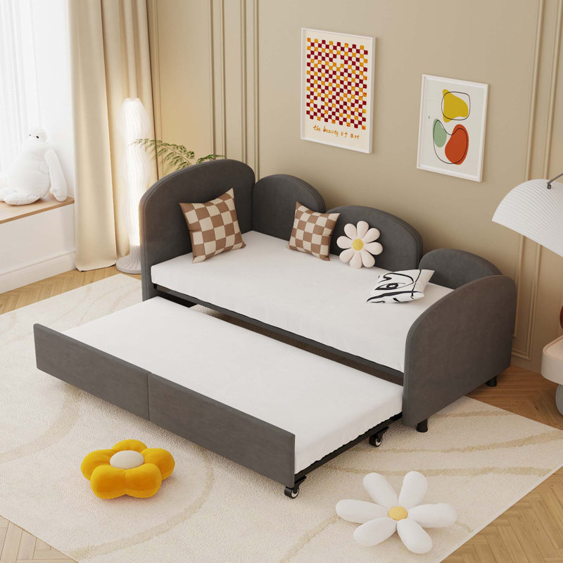 Lit simple avec un autre cadre, lit de jour rembourré en velours