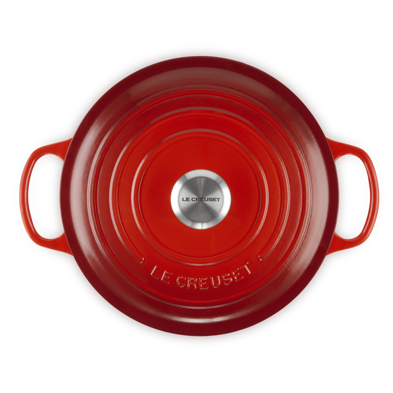 Le Creuset Signature Enameled Cast Iron Round Dutch Oven with Lid, Cerise, 7.25 quarts