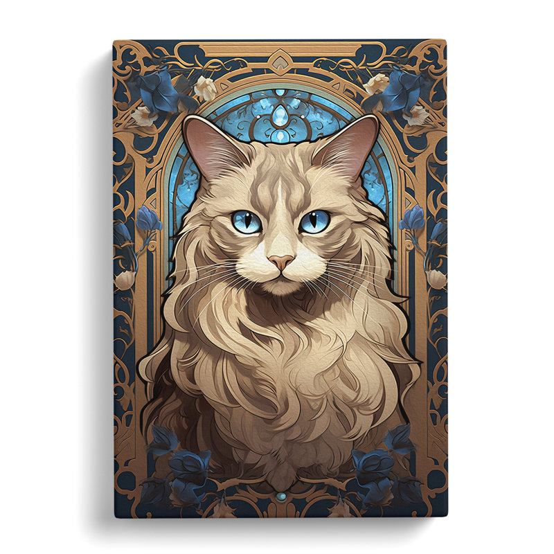 Ragdoll Cat Nouveau - Wrapped Canvas Print, 60cm H x 40cm W x 3cm D