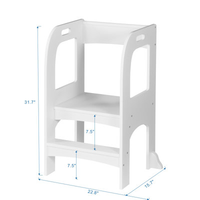 Child Standing Tower for Kitchen Counter, Toddler Step Stool for Kids – Montessori Helper Stool with Safety Rail