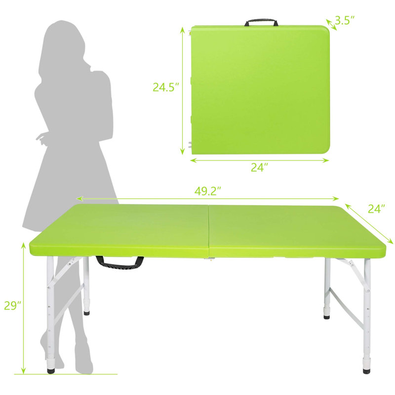 4ft Portable Folding Table Indoor&Outdoor Maximum Weight 135kg Foldable Table For Camping, Green