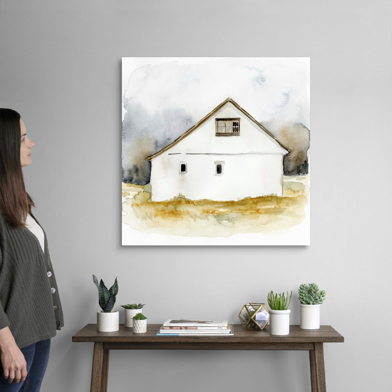 Reproduction d’art sur toile, "Barn Watercolor I" par Victoria Barnes, Toile tendue, H 30 po x l 30 po x P 1,25 po