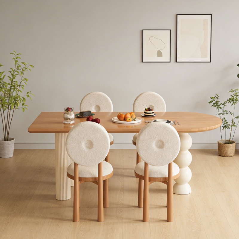 Table de salle à manger en bois crème, H 29,5 po x L 78,7 po x l 31,5 po