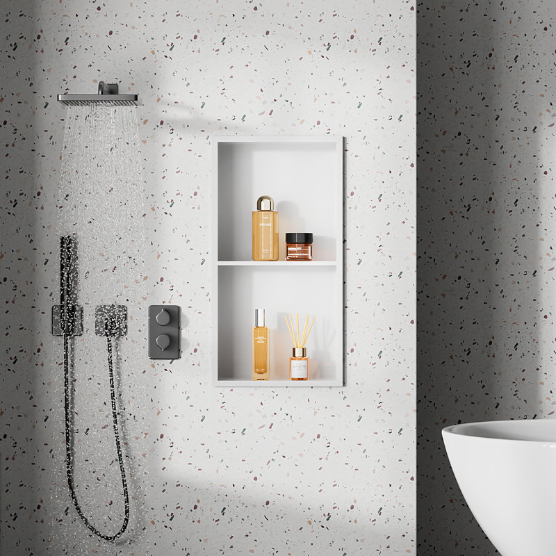 Insertion de niche de douche en acier inoxydable 24 po x 12 po x 4 po, tablette de niche de salle de bain, installation horizontale ou verticale