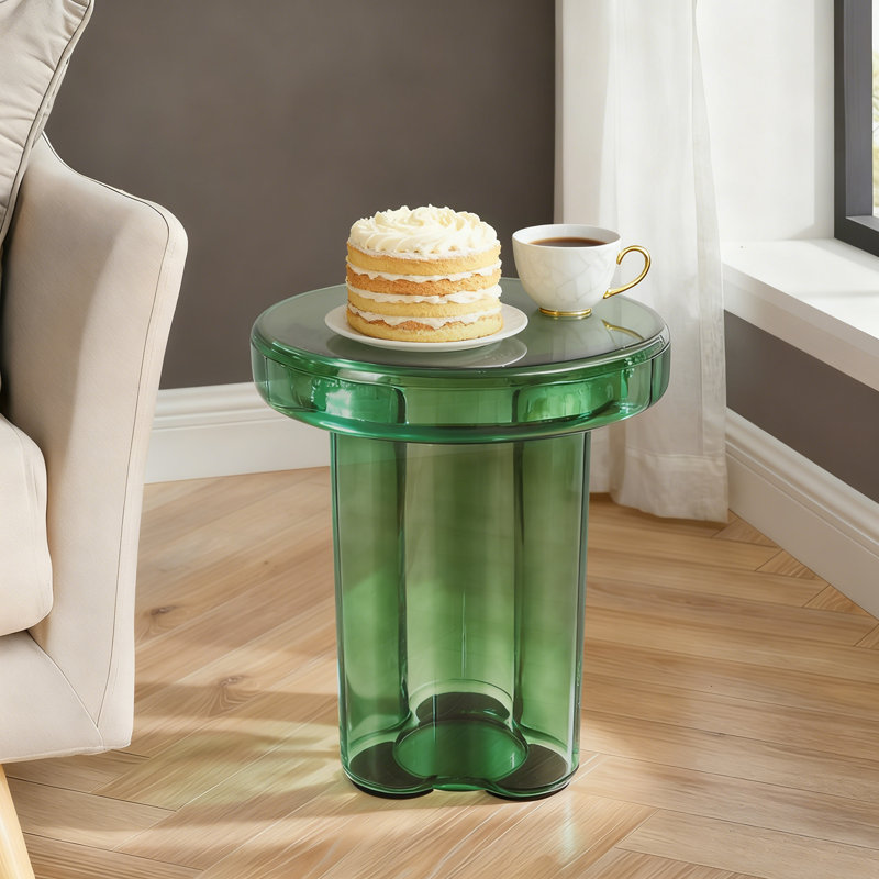 Table d'appoint ronde en verre, Vert