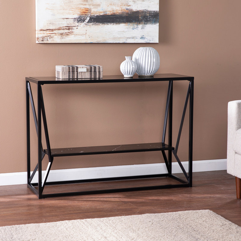 Longue console à plateau en verre