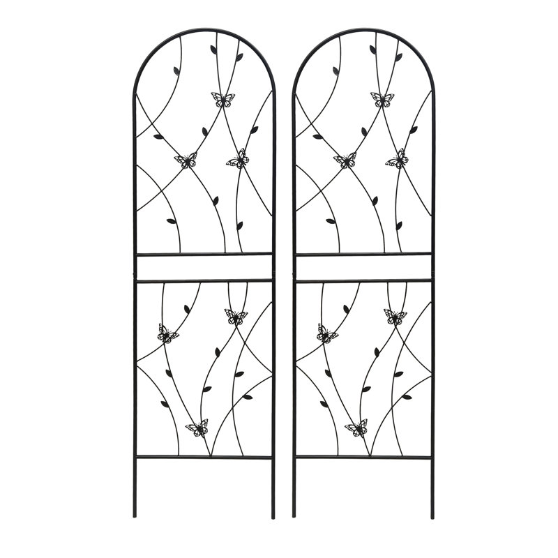 2 Pack Metal Garden Trellis 71" X 19.7" Rustproof Trellis For Climbing Plants Outdoor Flower Support Black