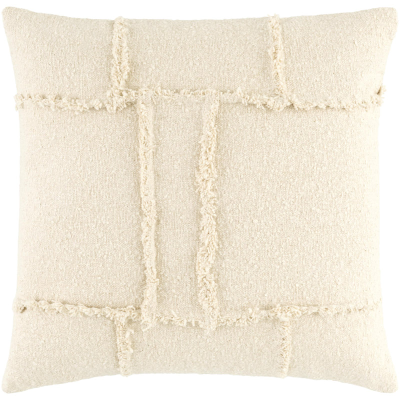 Housse de coussin décoratif Yulara, Square 20", Pillow Cover Only - No Insert, Ivory
