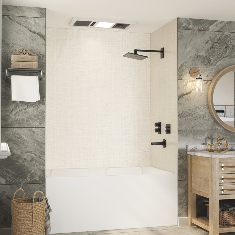 Contour de panneau de douche 3 pièces SMC l 60 po x H 96 po x P 36 po, épaisseur améliorée de 0,2 po, installation rapide, découpable