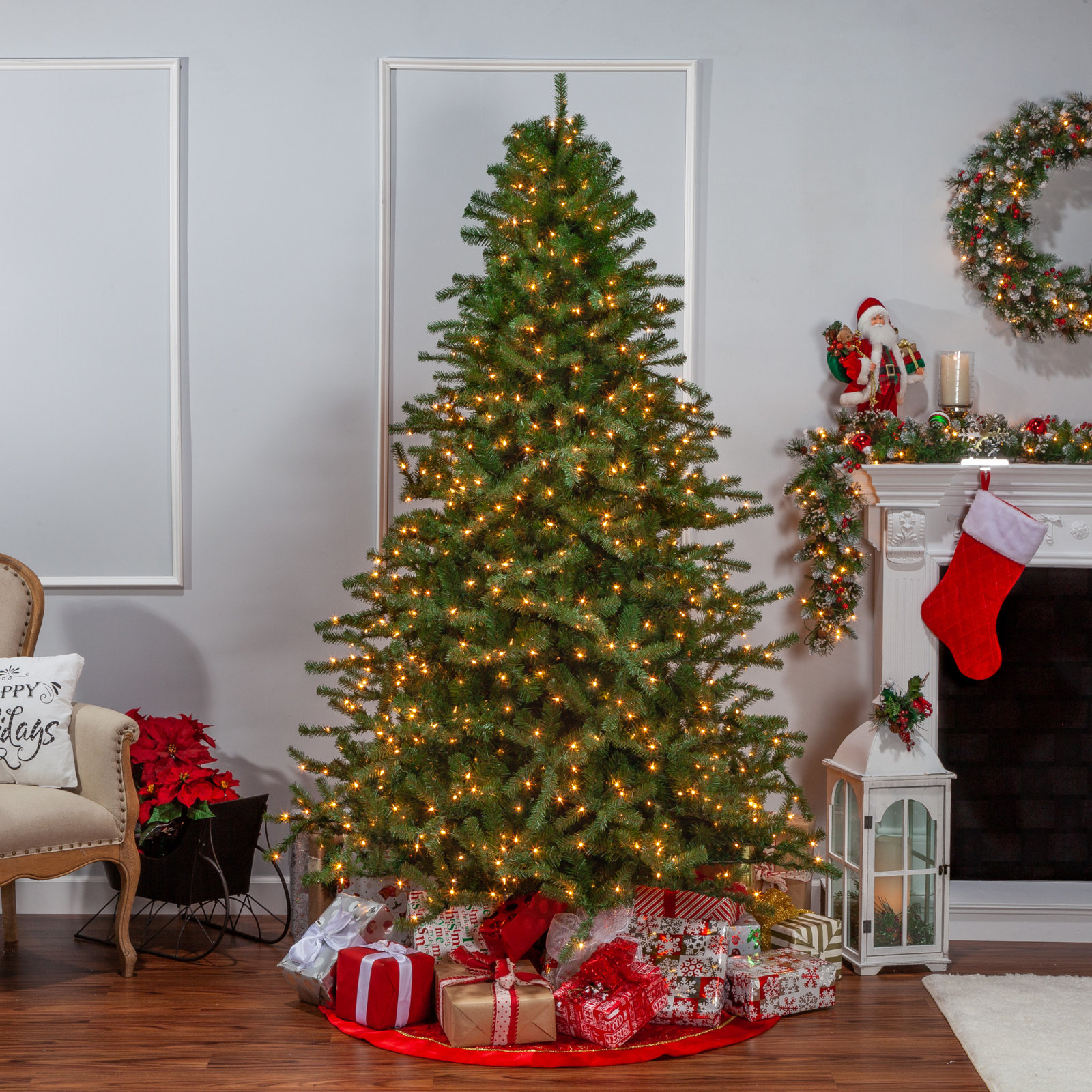 9' Pre-Lit Fir Christmas Tree, 7.5'