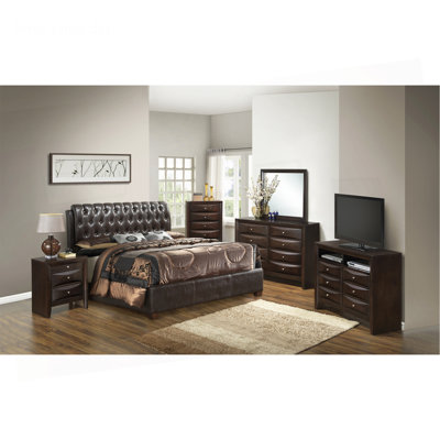 Élégante base de lit double brun foncé