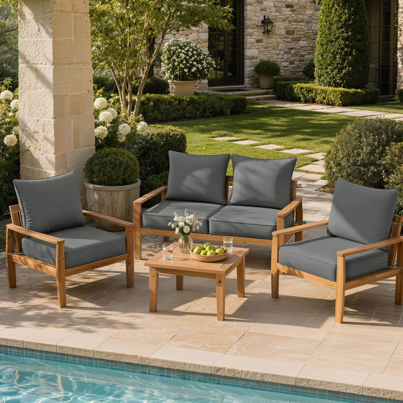 Braun Outdoor Cushions 24X24X5 Patio Chair Cushions Indoor/Outdoor Seat And Back Cushion, Cushions Only (Set Of 4), 4