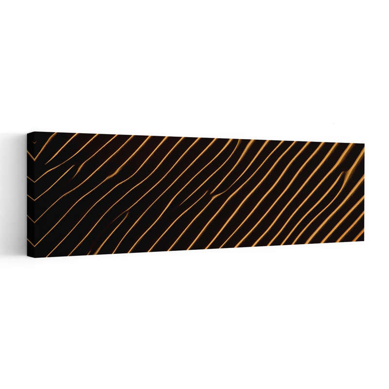 «Golden Sand Ripples», art mural abstrait minimaliste paysage naturel, H 16 po x l 48 po
