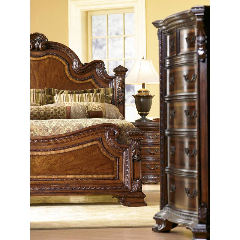 Traditional Brown Pine Wood Queen Poster Bed with Headboard